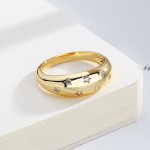 Chunky Crystal Star Stacking Ring for Women, Vintage Retro Punk Gold‑Tone Cubic Zirconia Statement Finger Fashion Accessories