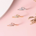Dainty Simple Love Heart CZ Ring for Women, Rose‑Gold‑Tone Wedding Bride Promise Ring, Wholesale Fashion Jewelry Gift for Her