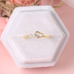 Dainty Simple Love Heart CZ Ring for Women, Rose‑Gold‑Tone Wedding Bride Promise Ring, Wholesale Fashion Jewelry Gift for Her