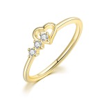 Dainty Simple Love Heart CZ Ring for Women, Rose‑Gold‑Tone Wedding Bride Promise Ring, Wholesale Fashion Jewelry Gift for Her
