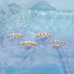 Minimalist Simple Geometric Cubic Zirconia Stacking Rings for Women, Gold‑Tone Finger Fashion Accessories Jewelry Gift for Her