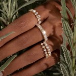 Minimalist Simple Geometric Cubic Zirconia Stacking Rings for Women, Gold‑Tone Finger Fashion Accessories Jewelry Gift for Her