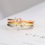 Dainty Minimalist Love Heart Cubic Zirconia Thin Ring for Women, Gold‑Tone Promise Ring, Proposal Party Fashion Jewelry Gift for Her