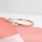 Dainty Minimalist Love Heart Cubic Zirconia Thin Ring for Women, Gold‑Tone Promise Ring, Proposal Party Fashion Jewelry Gift for Her