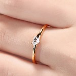Dainty Minimalist Love Heart Cubic Zirconia Thin Ring for Women, Gold‑Tone Promise Ring, Proposal Party Fashion Jewelry Gift for Her