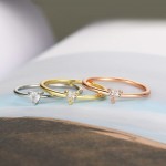 Dainty Minimalist Love Heart Cubic Zirconia Thin Ring for Women, Gold‑Tone Promise Ring, Proposal Party Fashion Jewelry Gift for Her