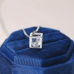 Aesthetic Korean‑Style Cube Pink Cubic Zirconia Charm Choker Necklace for Women, Rose‑Gold‑Tone Pendant Fashion Neck Jewelry