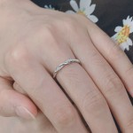 Dainty Thin Twisted Band Engagement Wedding Ring for Women, Elegant Silver‑Tone Cubic Zirconia Fashion Jewelry Gift for Her