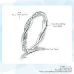 Dainty Thin Twisted Band Engagement Wedding Ring for Women, Elegant Silver‑Tone Cubic Zirconia Fashion Jewelry Gift for Her