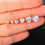 Love Heart Cubic Zirconia Stud Earrings for Women, Korean‑Style Rose‑Gold‑Tone Fashion Ear Accessories Jewelry Gift for Her