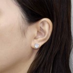 Love Heart Cubic Zirconia Stud Earrings for Women, Korean‑Style Rose‑Gold‑Tone Fashion Ear Accessories Jewelry Gift for Her