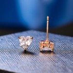 Love Heart Cubic Zirconia Stud Earrings for Women, Korean‑Style Rose‑Gold‑Tone Fashion Ear Accessories Jewelry Gift for Her