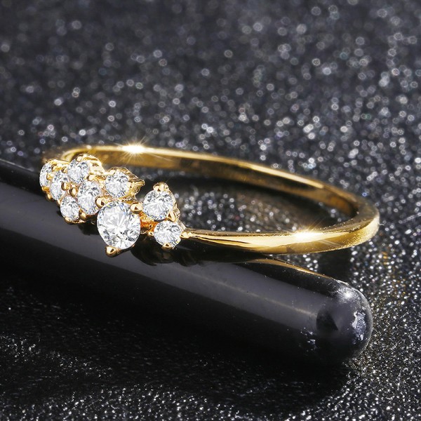 Dainty Tiny Minimalist Cubic Zirconia Stackable Finger Ring for Women, Light Gold‑Tone / Silver‑Tone Available, Trendy Fashion Jewelry