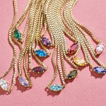 Birthstone Eye‑Shaped Crystal Pendant Choker Necklace for Teen Girls & Women, Korean‑Style Gold‑Tone Fashion Jewelry Birthday Gift