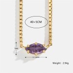 Birthstone Eye‑Shaped Crystal Pendant Choker Necklace for Teen Girls & Women, Korean‑Style Gold‑Tone Fashion Jewelry Birthday Gift