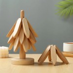 Tree Design Wooden Trivets Decorative Heat Resistant Anti‑Scald Wood Pot Stand Table Mat Coaster Wood Placemats