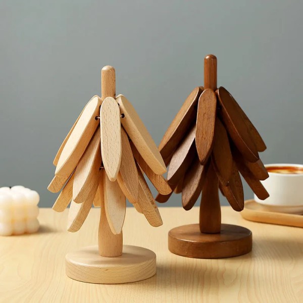 Tree Design Wooden Trivets Decorative Heat Resistant Anti‑Scald Wood Pot Stand Table Mat Coaster Wood Placemats