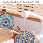 Vintage New Chinese Style Ceramic Coaster Heat Resistant Insulating Dinner Mat With Cork Base And Hanging Rope