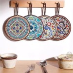 Vintage New Chinese Style Ceramic Coaster Heat Resistant Insulating Dinner Mat With Cork Base And Hanging Rope