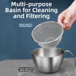 Set Fine Mesh Stainless Steel Colander Large Capacity Rust‑Proof Food Strainer Durable Mixing Bowl With Handle