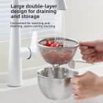 Set Fine Mesh Stainless Steel Colander Large Capacity Rust‑Proof Food Strainer Durable Mixing Bowl With Handle