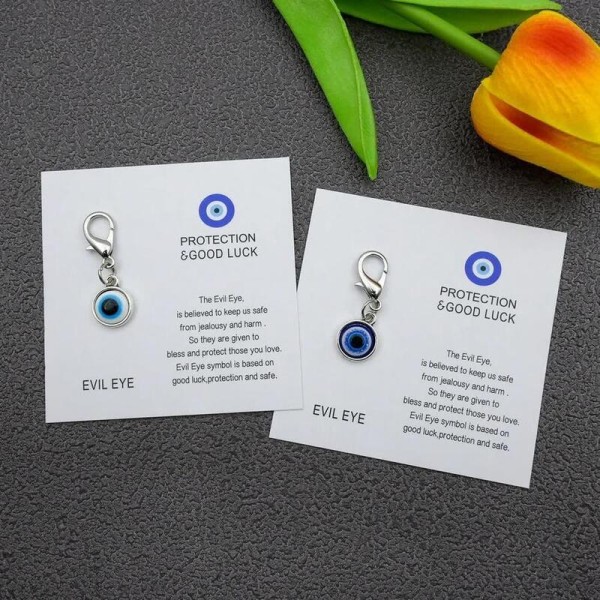 Versatile 10 20 50 100pcs Unisex Evil Eye Keychain Pendant Lucky Charm Unique Inspirational Message Card Suitable Birthday