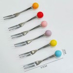 Creative Colorful Mini Dessert Fruit Forks Set Household Stainless Steel Cake Forks With Plastic Storage Tank Decoration