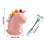Creative Colorful Mini Dessert Fruit Forks Set Household Stainless Steel Cake Forks With Plastic Storage Tank Decoration