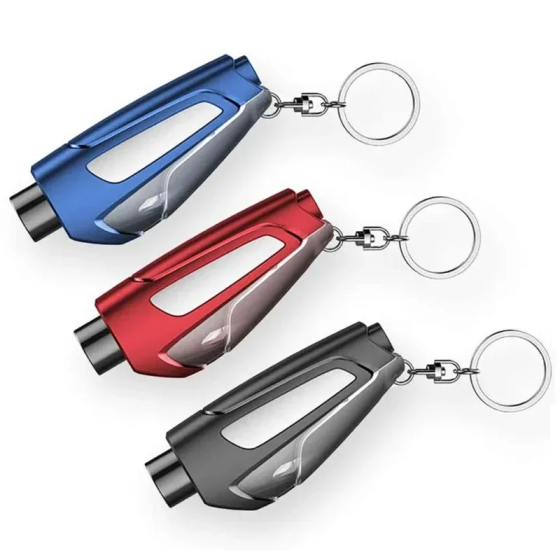 Multifunctional Car Emergency Safety Hammer Glass Breaker Keychain With Seat Belt Cutter Self‑Rescue Tool