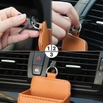 Leather Car Air Vent Hanging Storage Bag Dashboard Tidy Organizer Box for Phone Key Sunglasses