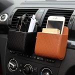 Leather Car Air Vent Hanging Storage Bag Dashboard Tidy Organizer Box for Phone Key Sunglasses