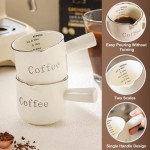 Ceramic Espresso Measuring Cup With Scale V‑Shaped Mouth Coffee Extraction Small Milk Pitcher