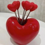 Cute Heart Shape Stainless Steel Fruit Forks Reusable Metal Sticks With Love‑Style Holder For Dessert Appetizers