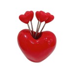 Cute Heart Shape Stainless Steel Fruit Forks Reusable Metal Sticks With Love‑Style Holder For Dessert Appetizers