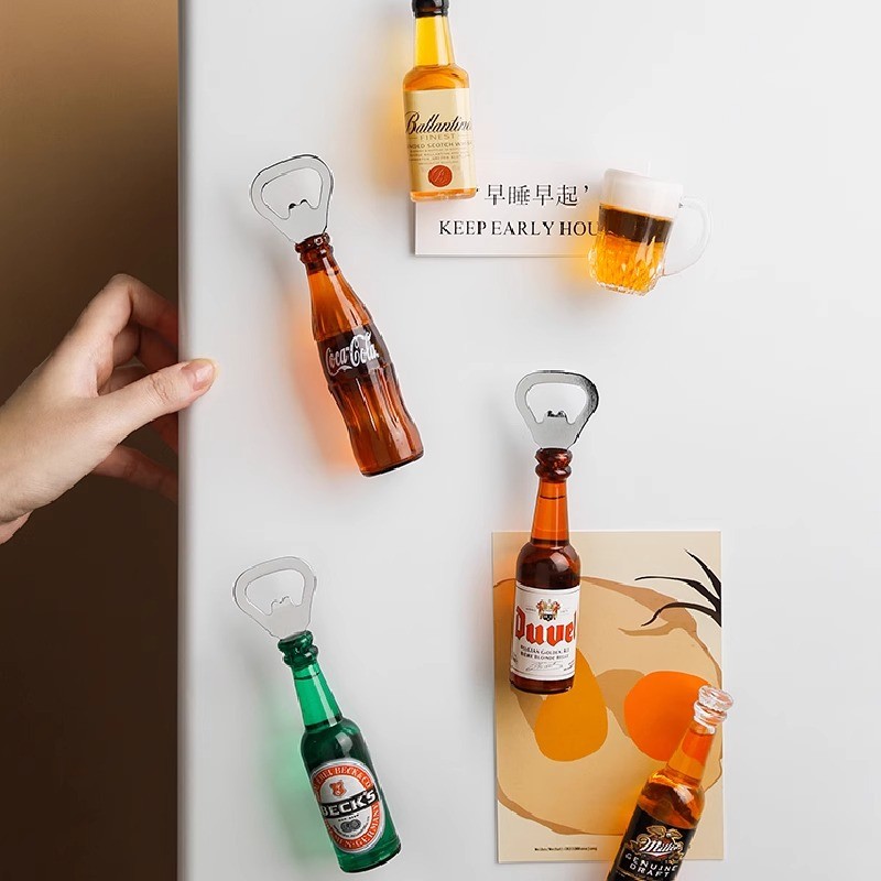 3D Beer Bottle Shaped Fridge Magnet Bottle Opener Creative Decorative Tool For Bar Restaurant Kitchen