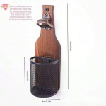Wall‑Mounted Wooden Beer Bottle Opener With Mesh Cap Catcher Rustic Opener For Home Bar Kitchen Outdoor Use