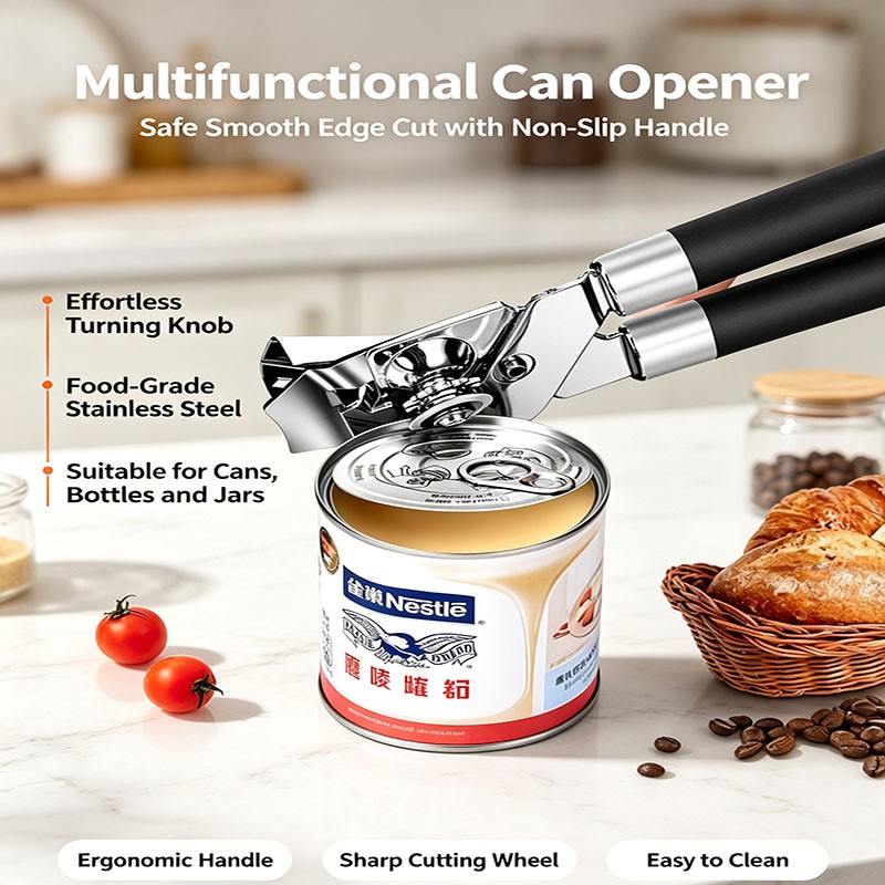 Heavy‑Duty Multifunction Manual Stainless Steel Can & Bottle Opener Tool For Kitchen Canned Food
