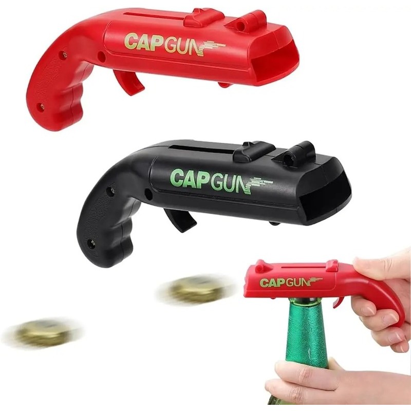 Portable Cap Gun Beer Bottle Opener Cap Launcher Beverage Opening Gun Kitchen Party Bar Accessory Tool