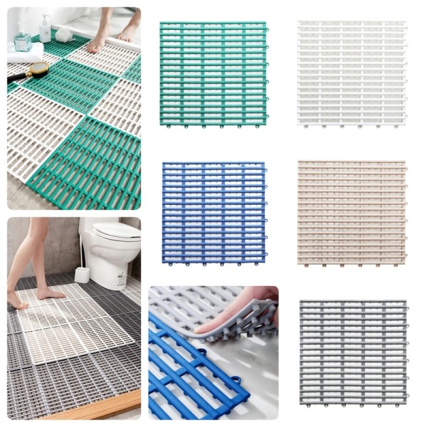 Square Hollow Splicing Non‑Slip Bath Mat Water Insulation Floor Mat For Bathroom Shower Swimming Pool