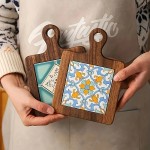 Floral Wooden Trivet High‑Temperature Resistant Insulation Pot Pad Vintage Kitchen Dining Table Mat