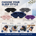 3D Contoured Sleep Eye Mask Zero‑Pressure Light Blocking Blindfold Soft Eye Shade For Side Sleepers Travel Nap