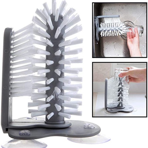 Strong Suction Lazy Cup Cleaning Brush Sink Mount Glass Mug Goblet Bottle Cleaner Brush For Bar Kitchen Use