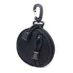 Tactical Mini Round MOLLE EDC Pouch Zipper Utility Bag With Carabiner Clip For Earbuds Keys Coins Outdoor Use