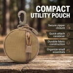 Tactical Mini Round MOLLE EDC Pouch Zipper Utility Bag With Carabiner Clip For Earbuds Keys Coins Outdoor Use