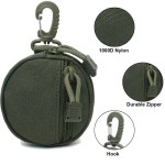 Tactical Mini Round MOLLE EDC Pouch Zipper Utility Bag With Carabiner Clip For Earbuds Keys Coins Outdoor Use