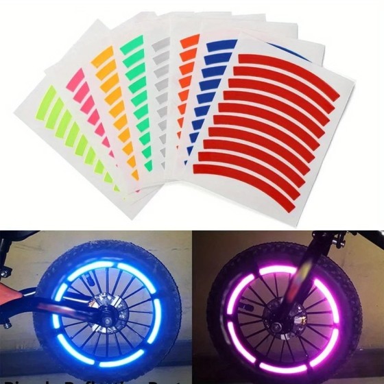 Colored Bicycle Reflective Tire Sticker Wheel Decal Reflective Sticker For Bike Balance Bike Bicycle Accessories