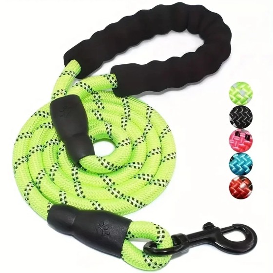 Soft Reflective Dog Leash Comfortable Padded Handle Double Heavy Duty Traction Rope Strong Dogs Enhance Safety Contr