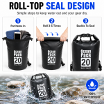High Quality Dry PVC waterproof bags men women 10L 20L 30L outdoor swimming bucket rafting