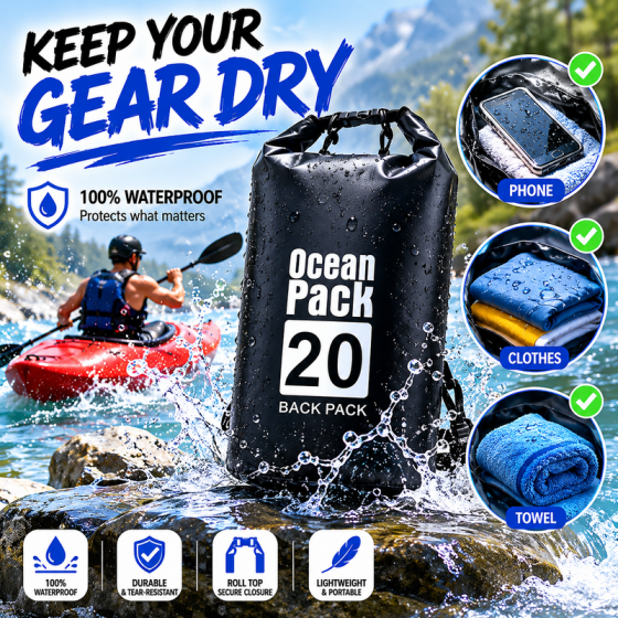 High Quality Dry PVC waterproof bags men women 10L 20L 30L outdoor swimming bucket rafting
