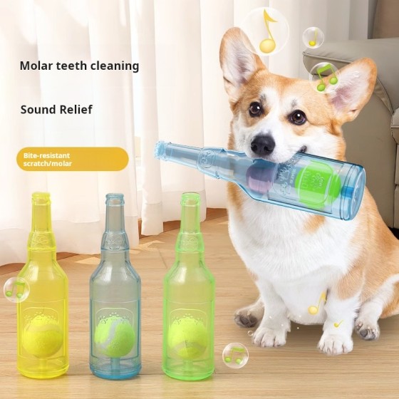 Comfortable Dog Toy Bottle Sound Chew Ball Pet Toys Interactive Big Small Training Tennis Supplies